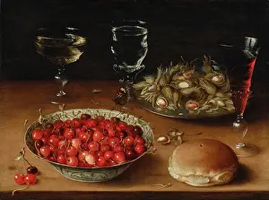 Ming Dynasty Prints: Still Life with Cherries in a Wanli Porcelain Bowl