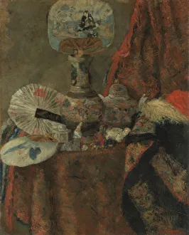 Ensor James Sidney Edouard Prints: Still Life with Chinoiseries, 1880. Creator: James Ensor