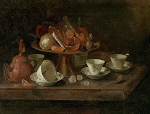 At The Table Prints: Still life with chocolate cups and a tazza with sweets