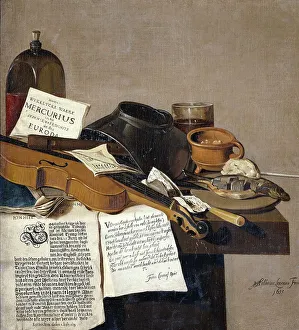 Broadsheet Prints: Still Life with a Copy of De Waere Mercurius