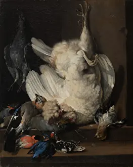 1670s Prints: Still Life with Dead Birds, 1676. Creator: Johann Heinrich Roos