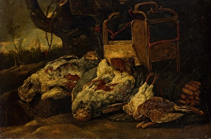 Fijt Joannes Prints: Still Life with Dead Birds, Cage and Net, c1630-1660. Creator: Jan Fyt