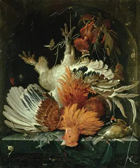 Hanging Prints: Still life with Dead Poultry, c1663-1664. Creator: Abraham Mignon