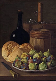 Images Dated 31st March 2021: Still Life with Figs and Bread, c. 1770. Creator: Luis Melendez