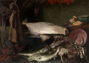 Pulley Prints: Still Life with Fish, 1888. Creator: Edouard Chappel