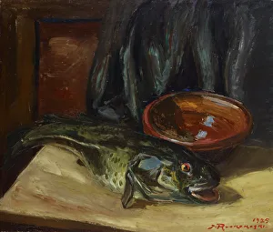 Open Mouth Prints: Still life with fish, 1925. Creator: Jalmari Ruokokoski