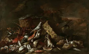 Still Life with Fish, ca 1675. Creator: Ruoppolo, Giovan Battista (1629-1693)