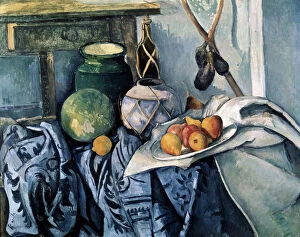 Aubergine Gallery: Still Life with a Flagon and Aubergines, 1890-1894. Artist: Paul Cezanne