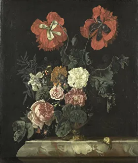 Snail Prints: Still Life with Flowers, 1667. Creator: Nicolaes Lachtropius