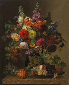 1836 Prints: Still life with Flowers and fruits, 1836. Creator: Jensen, Johan Laurentz (1800-1856)