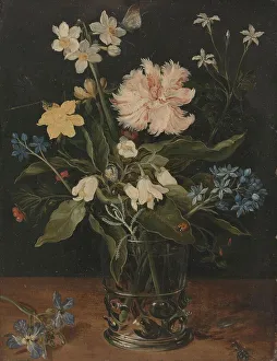 Copper Metal Prints: Still Life with Flowers in a Glass, c.1602. Creator: Jan Brueghel the Elder