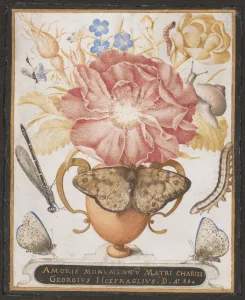 Snail Prints: Still Life with Flowers, a Snail and Insects, 1589. Creator: Joris Hoefnagel