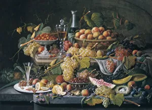 Tabletop Collection: Still Life: Fruit, 1855. Creator: Severin Roesen