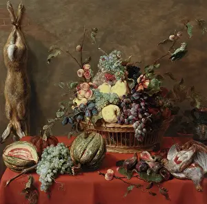 Hare Prints: Still Life with Fruit and a Dead Hare, 1630s. Creator: Frans Snyders