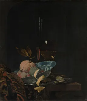 Still Life with Fruit, Glassware, and a Wanli Bowl, 1659. Creator: Willem Kalf Still Life with Fruit, Glassware, and a Wanli Bowl, 1659. Creator: Willem Kalf