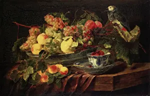 1640s Prints: Still Life with Fruit and Parrot, 1645. Creator: Jan Fyt