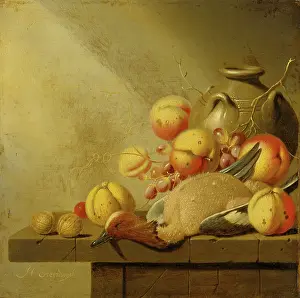 Preparation Prints: Still Life with Fruit and Plucked Duck, c1651-1653. Creator: Harmen Steenwijck