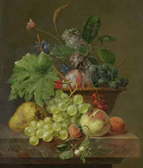 Still Life with Fruit in a Terracotta Dish, c.1830. Creator: Anthony Oberman
