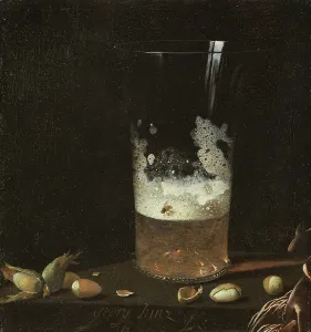 Nuts Prints: Still Life with a Glass of Beer and Nuts, 1645. Creator: Georg Hainz