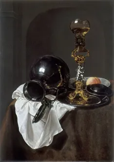 Pewter Prints: Still Life with Glass of Wine, pewter Jug and other Objects