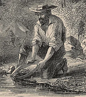 Gold Rush Prints: The life of the gold diggers. (Harper's Weekly), 1860. Creator: Anonymous