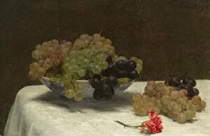 Still Life with Grapes and a Carnation, c. 1880. Creator: Henri Fantin-Latour