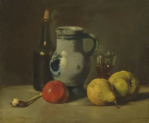 Dupre Jules Prints: Still Life with a grey Jug, 1862. Creator: Jules Dupré