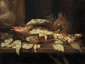 Abraham Hendriksz Van Beijeren Prints: Still Life with Halibut and other Fish. Creator: Abraham van Beyeren