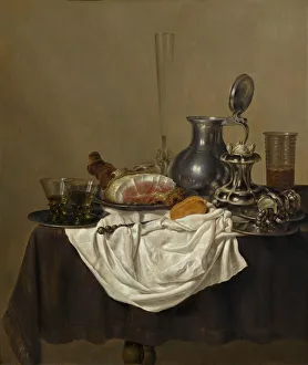 Cheese Prints: Still Life with Ham, 1650. Creator: Gerrit Willemsz. Heda