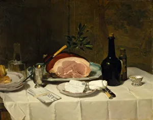 Mail Prints: Still Life with Ham, 1870s. Creator: Philippe Rousseau
