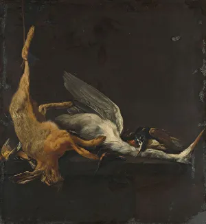 Heron Prints: Still Life with Hare, Heron and other Birds, 1630-1652. Creator: Elias Vonck