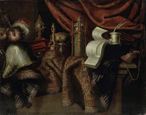 Inkpot Prints: Still Life with a Helmet, 1650. Creator: Francesco Maltese