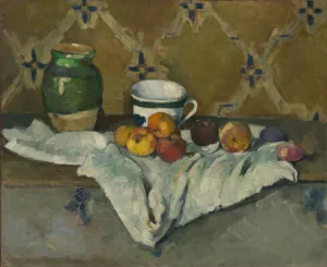 Apple Prints: Still Life with Jar, Cup, and Apples, ca. 1877. Creator: Paul Cezanne