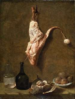 Still life with a Leg of Veal, French painting of 18th century. Artist: Jean-Baptiste Oudry
