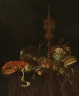 Still Life with Lobster and Fruit, probably early 1650s. Creator: Abraham van Beyeren