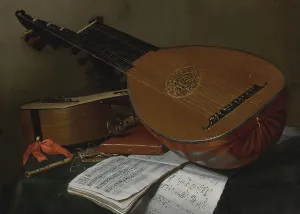 Still life with a lute and a guitar. Artist: Jeaurat de Bertry, Nicolas Henri (1728-1796) Still life with a lute and a guitar. Artist: Jeaurat de Bertry, Nicolas Henri (1728-1796)