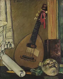 Play Music Prints: Still Life with a Mandolin, 1925. Creator: Marussig, Pietro (1879-1937)