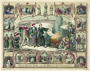 19th Prints: Life of Martin Luther and Heroes of the Reformation!, pub. 1874 (colour lithograph)