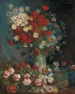 At The Table Prints: Still life with meadow flowers and roses