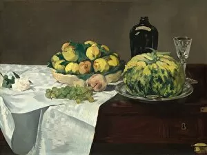 Manet Edouard Gallery: Still Life with Melon and Peaches, c. 1866. Creator: Edouard Manet