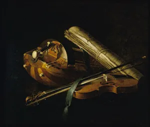 Scores Prints: Still life with musical instruments, 1756. Creator: Jeaurat de Bertry