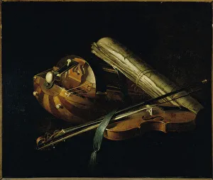 Music Score Prints: Still life with musical instruments, 1756. Creator: Nicolas Henri Jeaurat de Bertry