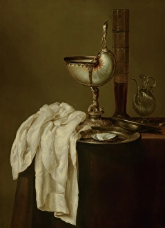 Oyster Prints: Still Life with Nautilus Cup, 1640. Creator: Willem Claesz. Heda