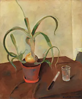 Neue Sachlichkeit Prints: Still life with an onion plant, 1926. Creator: Nussbaum, Felix (1904-1944)