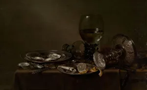 Knife Prints: Still Life with Oysters, a Silver Tazza, and Glassware, 1635. Creator: Willem Claesz Heda