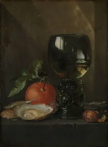 Oranges Prints: Still Life with Oysters and Wine, Mid 17th century. Creator: Jan Davidsz de Heem