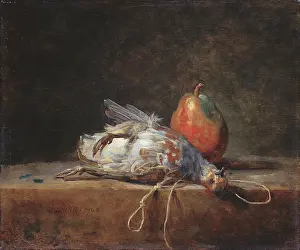 String Prints: Still Life with Partridge and Pear, 1748. Creator: Jean-Simeon Chardin