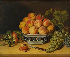 Knife Gallery: Still Life: Peaches and Grapes, ca. 1825. Creator: John Archibald Woodside