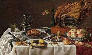 Confectionery Gallery: Still Life with Peacock Pie, 1627. Creator: Pieter Claesz