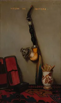 Oil On Fabric Prints: Still Life with Pipe and Matches and Still Life with Herring